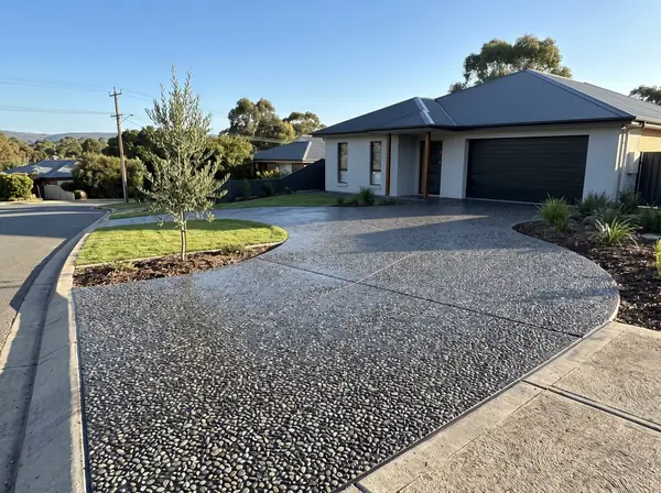 Finished exposed aggregate driveway in Adelaide