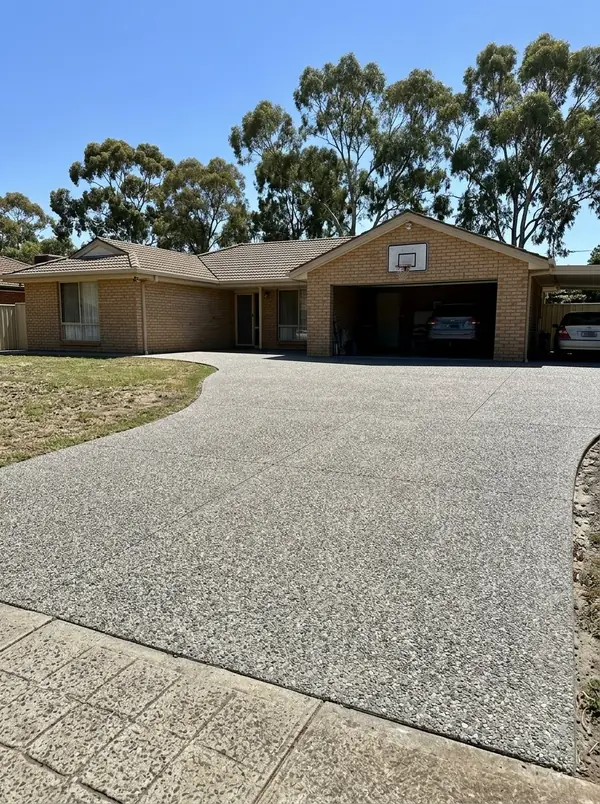 Natural grey exposed aggregate driveway and carport apron, Golden Grove