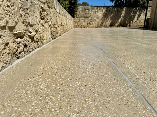 Cream base, honed concrete