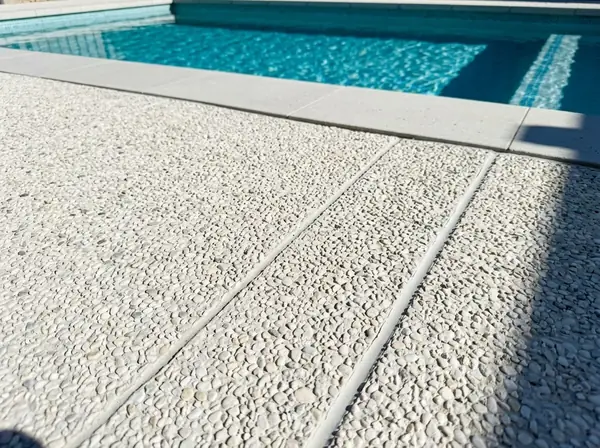 Coastal white exposed aggregate, pool surrounds