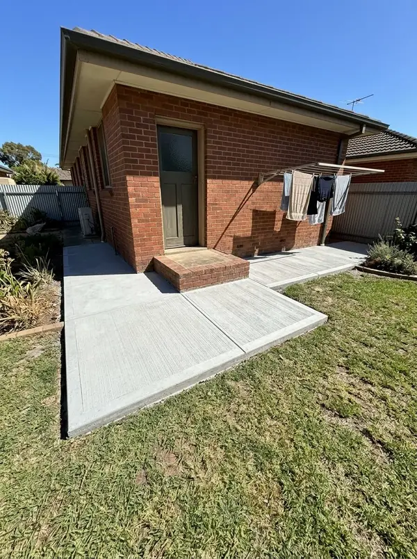 Broom-finished concrete path and landing at a back door, Marion
