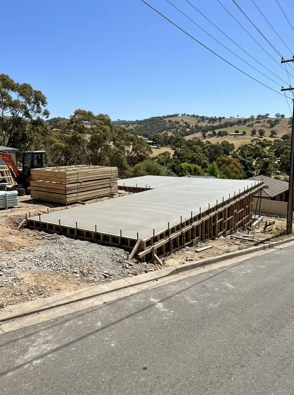 Cured waffle pod house slab on a new block, Mount Barker