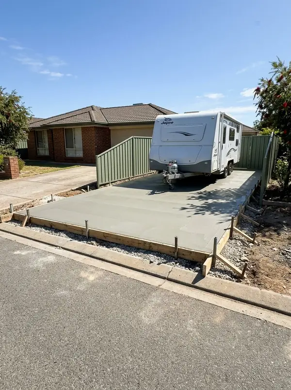 Caravan hardstand slab beside a home, Morphett Vale